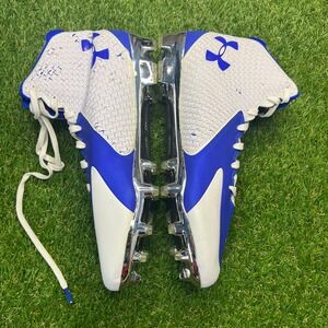 Under Armour ClutchFit Football Cleats White Blue Size 12.5 NWOB Defects